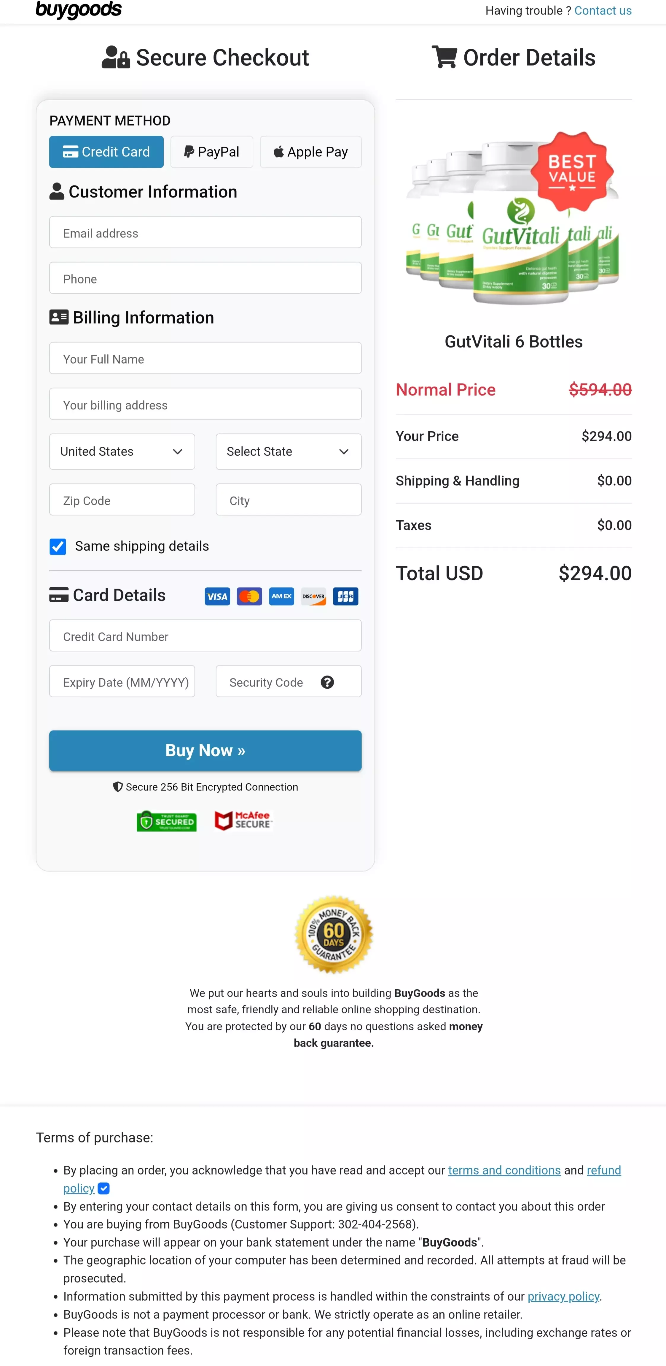 GutVitali order form